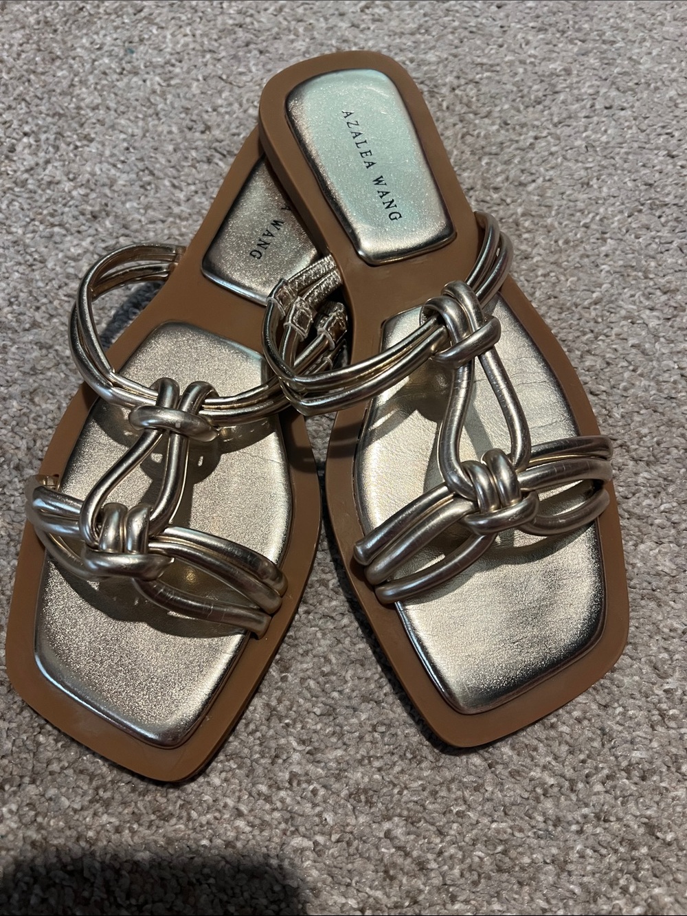 Azalea Wang Gold Knot-Detail Slide Sandals